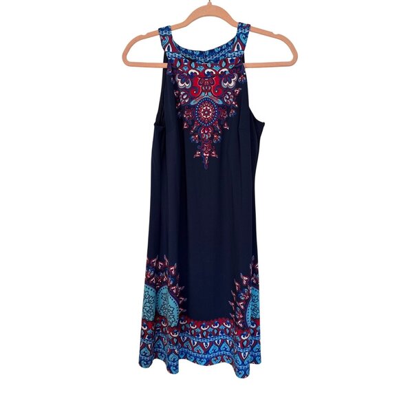 INC International Concepts Navy Multicolor Small Sleeveless Shift Dress - Picture 1 of 11